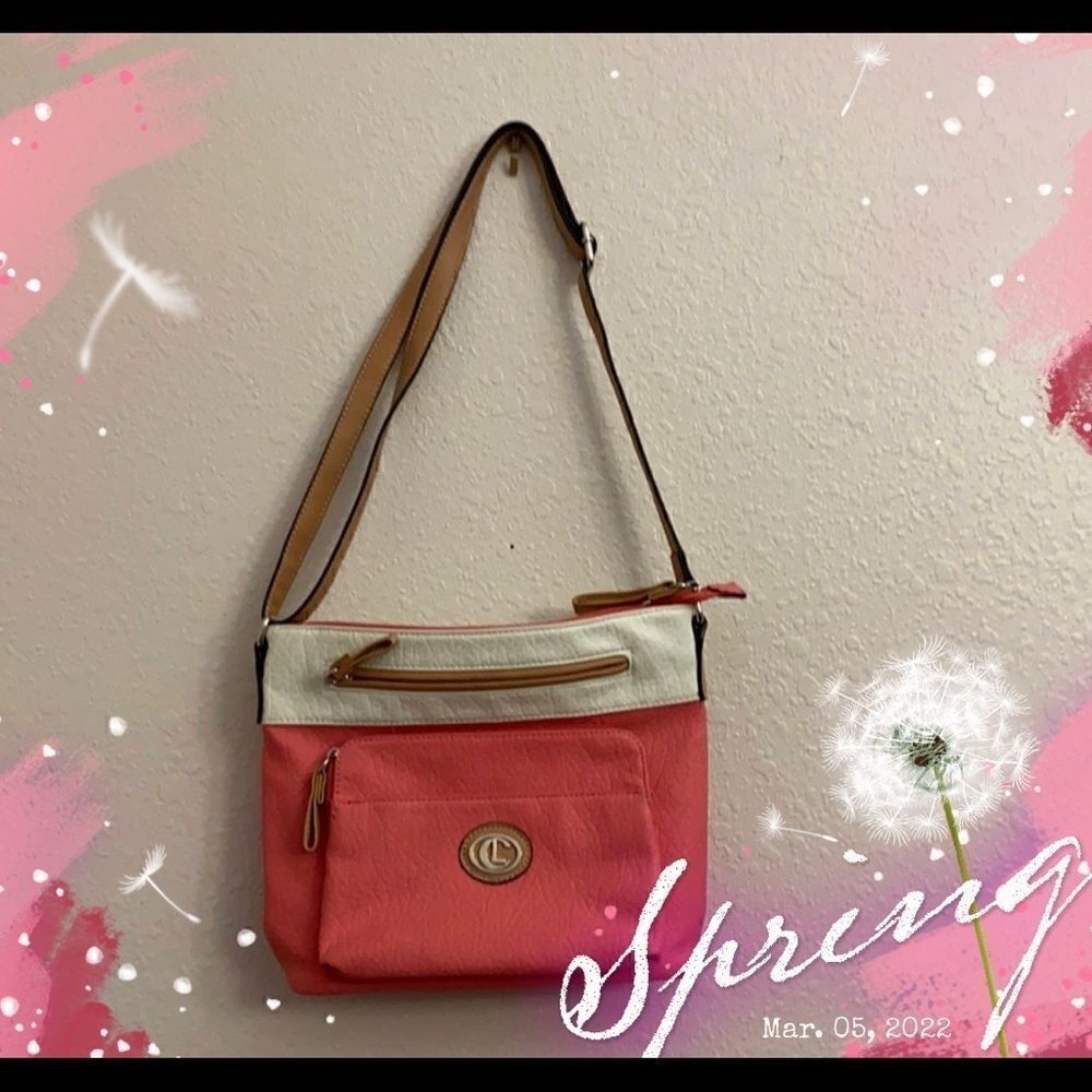 White and pink leather tote 👜